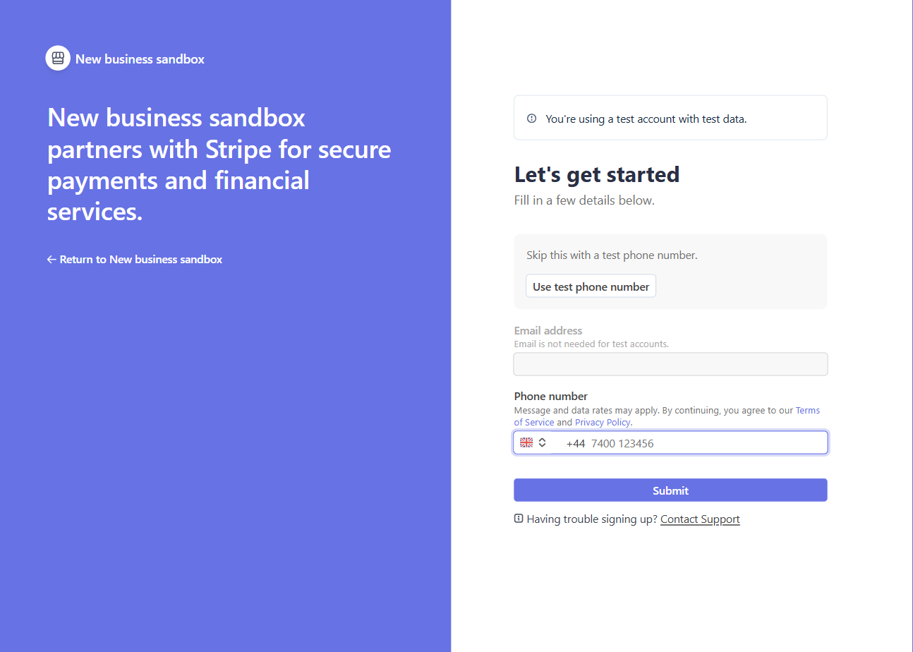 Stripe's hosted Connect onboarding page